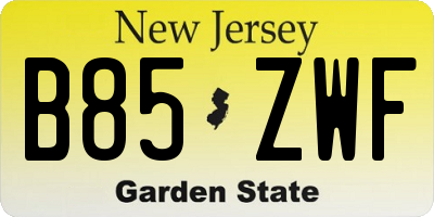 NJ license plate B85ZWF