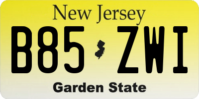 NJ license plate B85ZWI