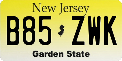 NJ license plate B85ZWK