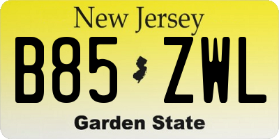 NJ license plate B85ZWL
