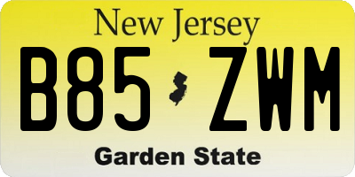 NJ license plate B85ZWM
