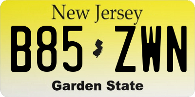 NJ license plate B85ZWN