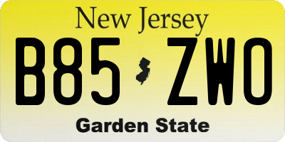 NJ license plate B85ZWO