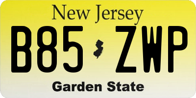 NJ license plate B85ZWP
