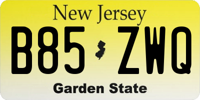 NJ license plate B85ZWQ
