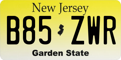 NJ license plate B85ZWR