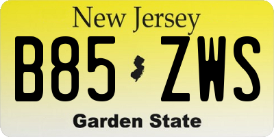 NJ license plate B85ZWS