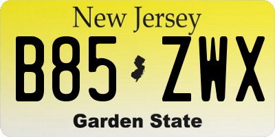 NJ license plate B85ZWX