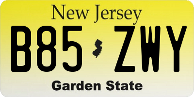 NJ license plate B85ZWY