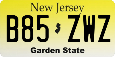 NJ license plate B85ZWZ