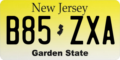 NJ license plate B85ZXA
