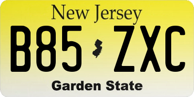 NJ license plate B85ZXC