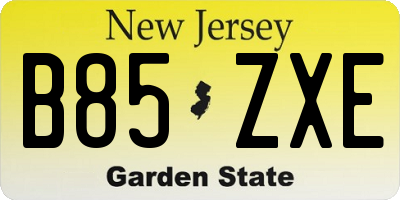 NJ license plate B85ZXE