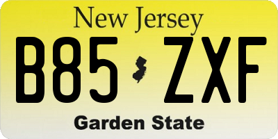 NJ license plate B85ZXF