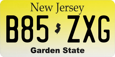 NJ license plate B85ZXG