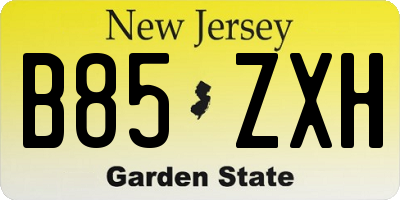 NJ license plate B85ZXH
