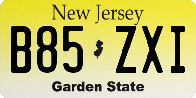 NJ license plate B85ZXI