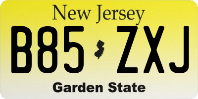NJ license plate B85ZXJ