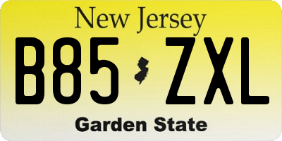 NJ license plate B85ZXL
