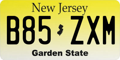 NJ license plate B85ZXM