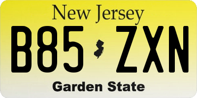 NJ license plate B85ZXN