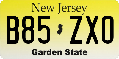 NJ license plate B85ZXO