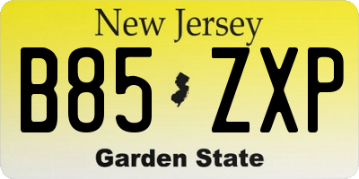 NJ license plate B85ZXP