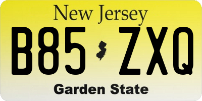NJ license plate B85ZXQ