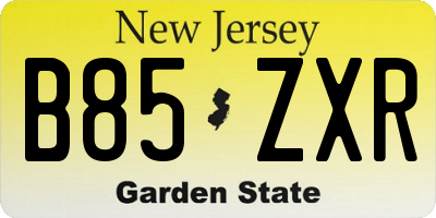 NJ license plate B85ZXR
