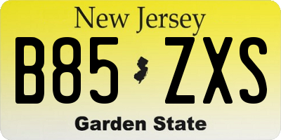 NJ license plate B85ZXS