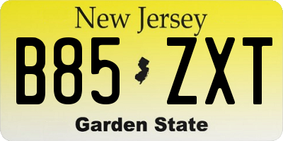 NJ license plate B85ZXT