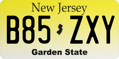 NJ license plate B85ZXY