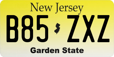NJ license plate B85ZXZ