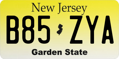 NJ license plate B85ZYA