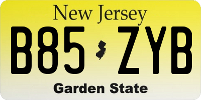 NJ license plate B85ZYB