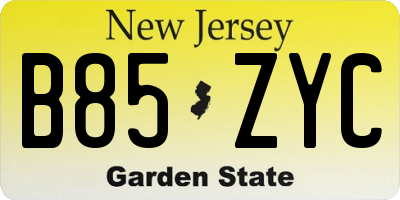 NJ license plate B85ZYC