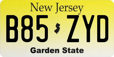 NJ license plate B85ZYD