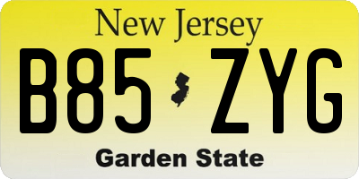 NJ license plate B85ZYG