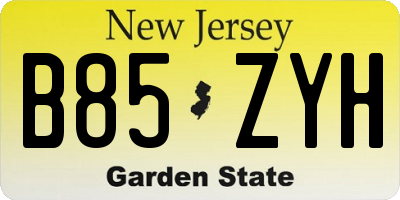 NJ license plate B85ZYH