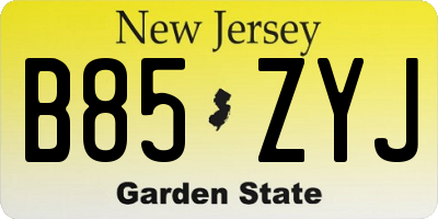 NJ license plate B85ZYJ