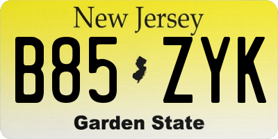NJ license plate B85ZYK