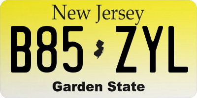 NJ license plate B85ZYL