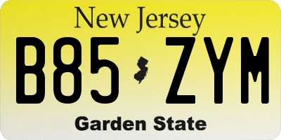 NJ license plate B85ZYM