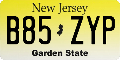 NJ license plate B85ZYP
