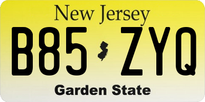 NJ license plate B85ZYQ