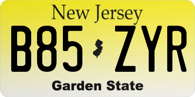 NJ license plate B85ZYR