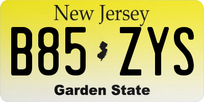 NJ license plate B85ZYS