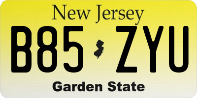 NJ license plate B85ZYU