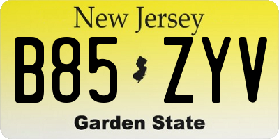 NJ license plate B85ZYV
