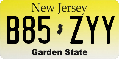 NJ license plate B85ZYY